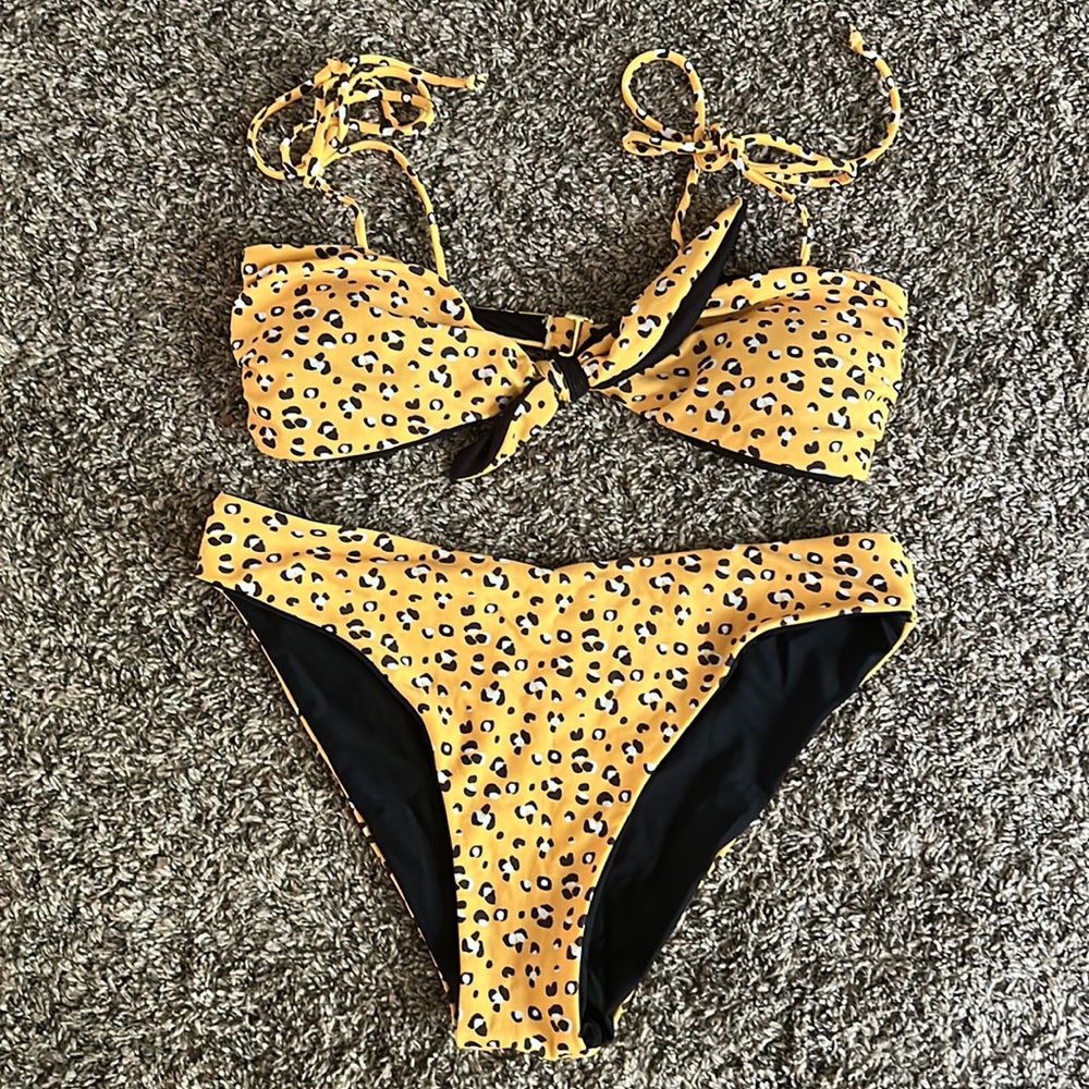 Yellow cheetah bikini set